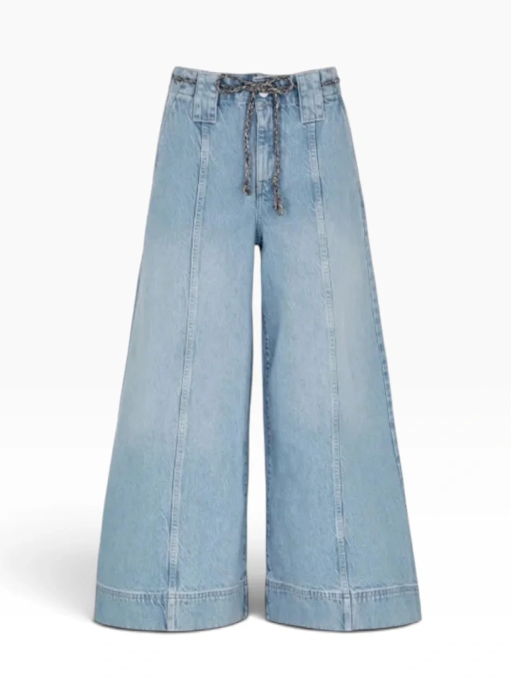 FREE PEOPLE WE THE FREE SHEER LUCK CROPPED WIDE LEG JEANS SIZE 26 LIGHT WASH